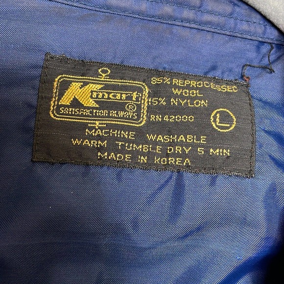 K-Mart Large Mens Blue Long Sleeve Plaid Pockets Collared Button Up Shirt - Picture 4 of 7